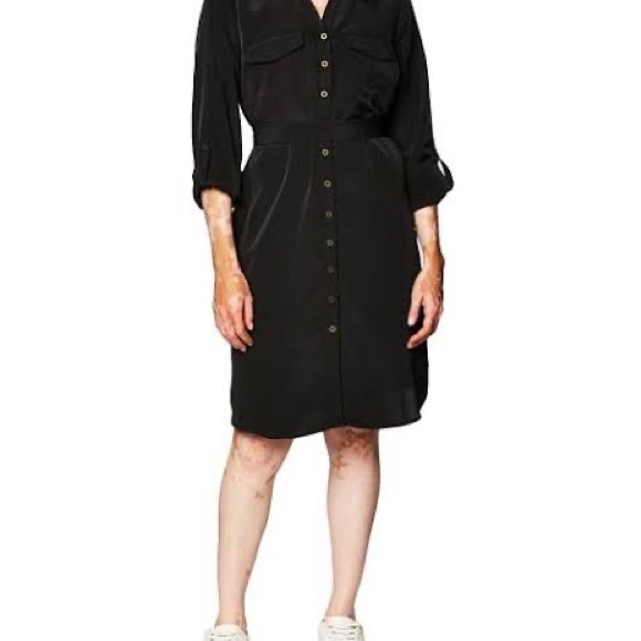Motherhood Maternity Dresses & Skirts - Motherhood Maternity Black Button Up Front Long Sleeve Knee Length Dress Size LG